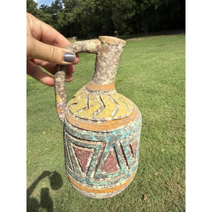 BITOSSI LONDI Multicolored Lava Pottery Pitcher Vessel Made In Italy 9 1/4” Tall